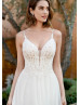 Beaded Ivory Embroidered Lace Tulle Effortlessly Beautiful Wedding Dress